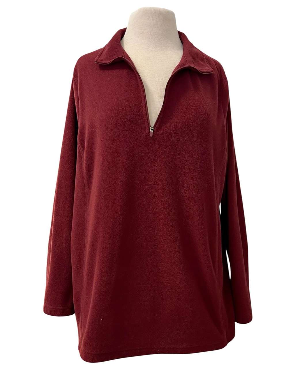 Lands' End Women's Burgundy Half-Zip Fleece Pullover